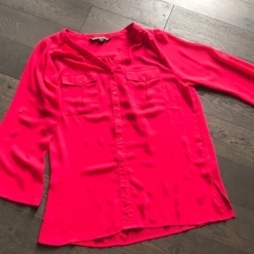 🔥Semi-Sheer Deep Pink Blouse